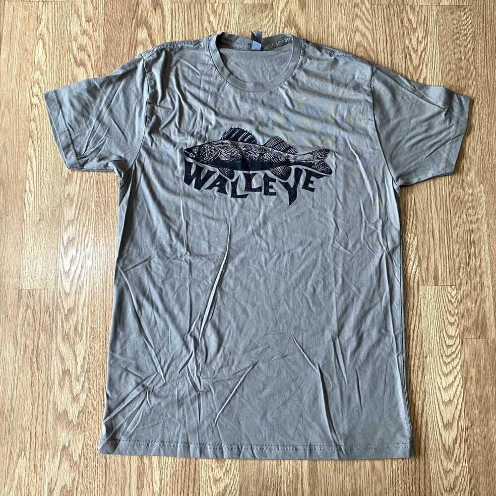 Walleye Fish Tee Gray Large